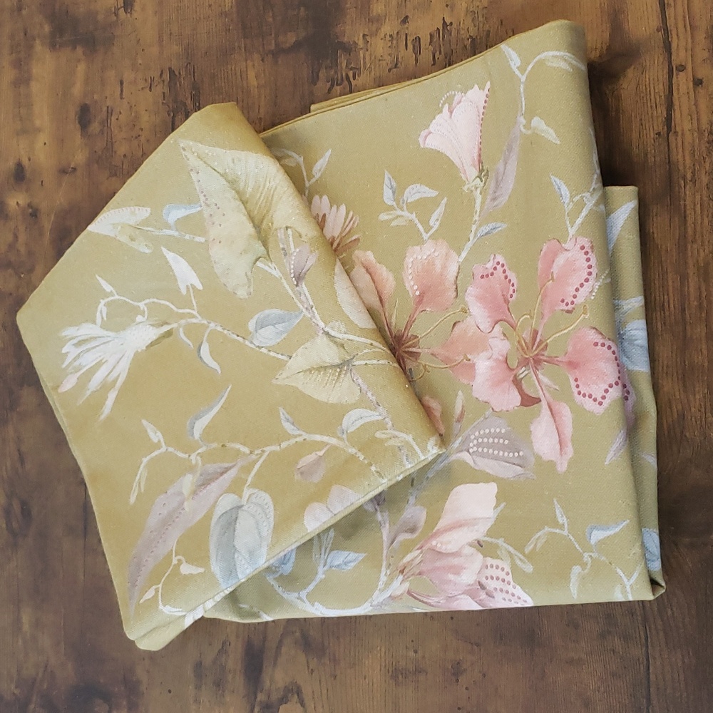 Set of 2 Sage Pink Blue Pastel Nuetral Linen Look Floral Botanical Pillowcases